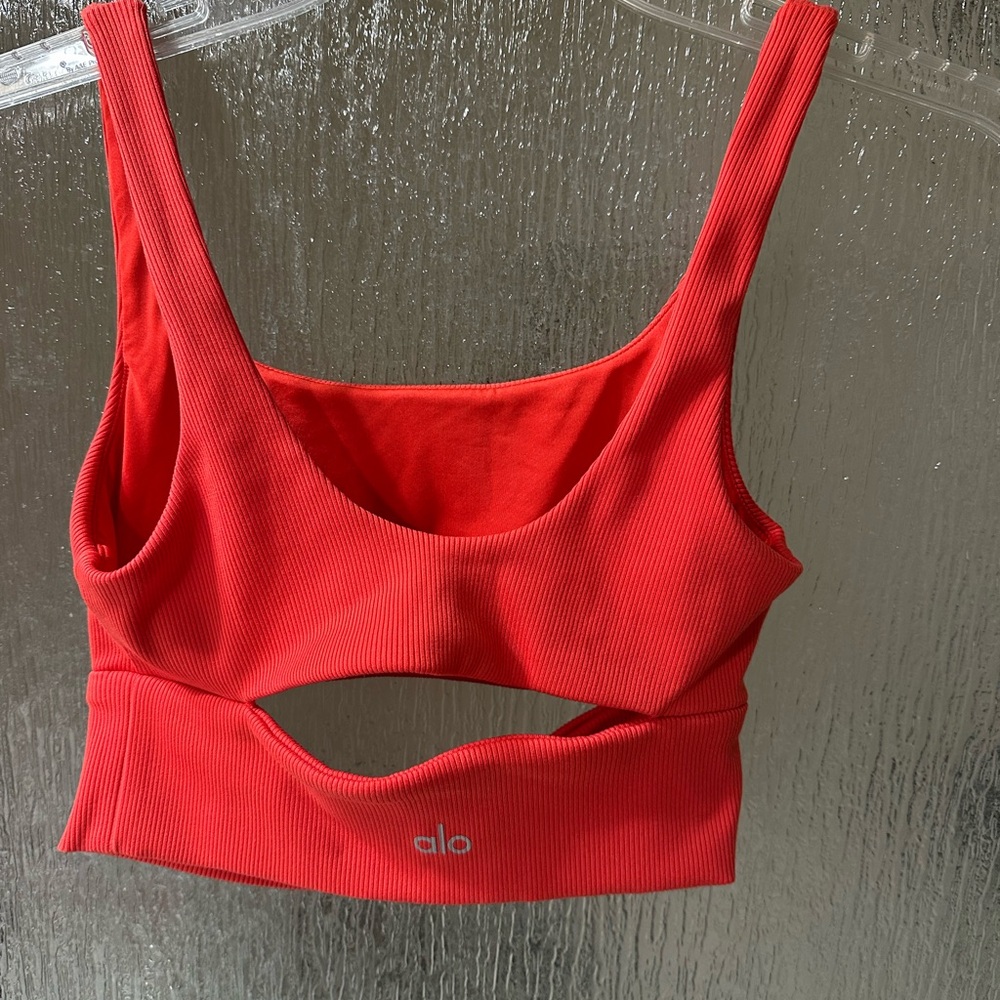 Orange Ribbed Crop Top - Picture 2 of 5